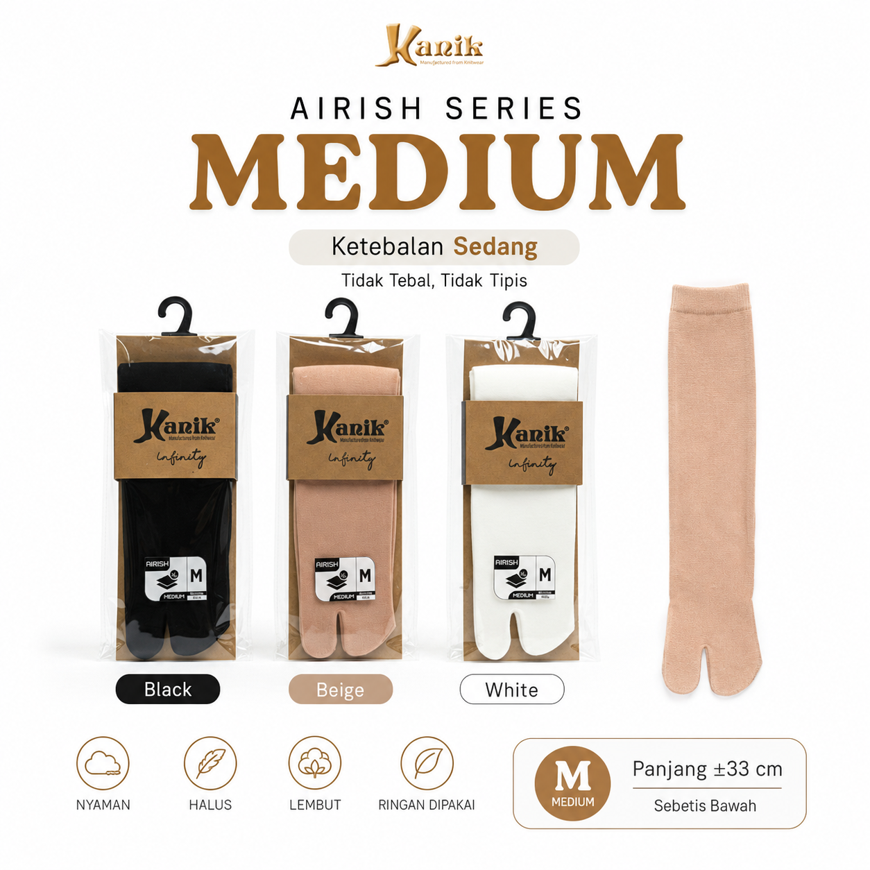 Kaos Kaki Kanik Airish Jempol Polos Medium Sedang