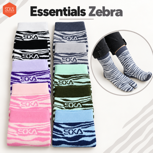 Kaos Kaki Soka Essentials Zebra