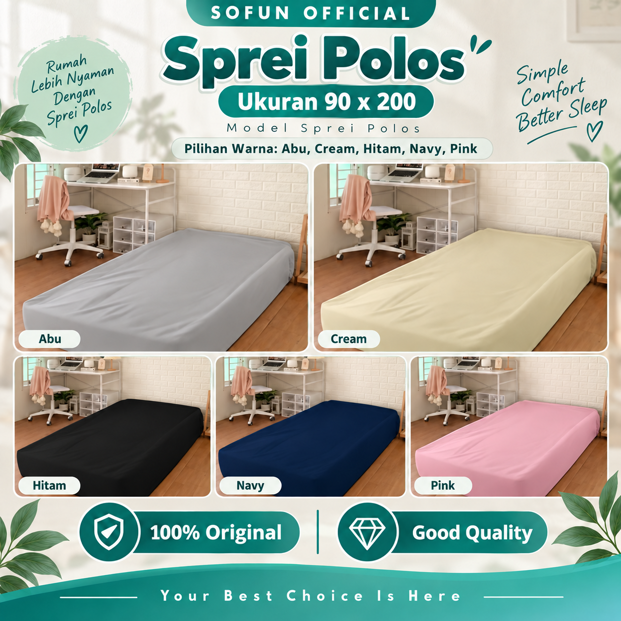 Sofun Sprei Polos 90 x 200 x 20
